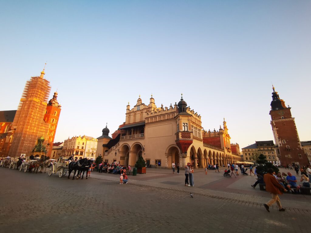 Vista panoramica della piazza centrale di Cracovia