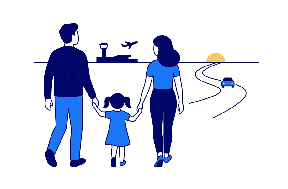 Viaggi in famiglia: una famiglia in viaggio verso una nuova destinazione