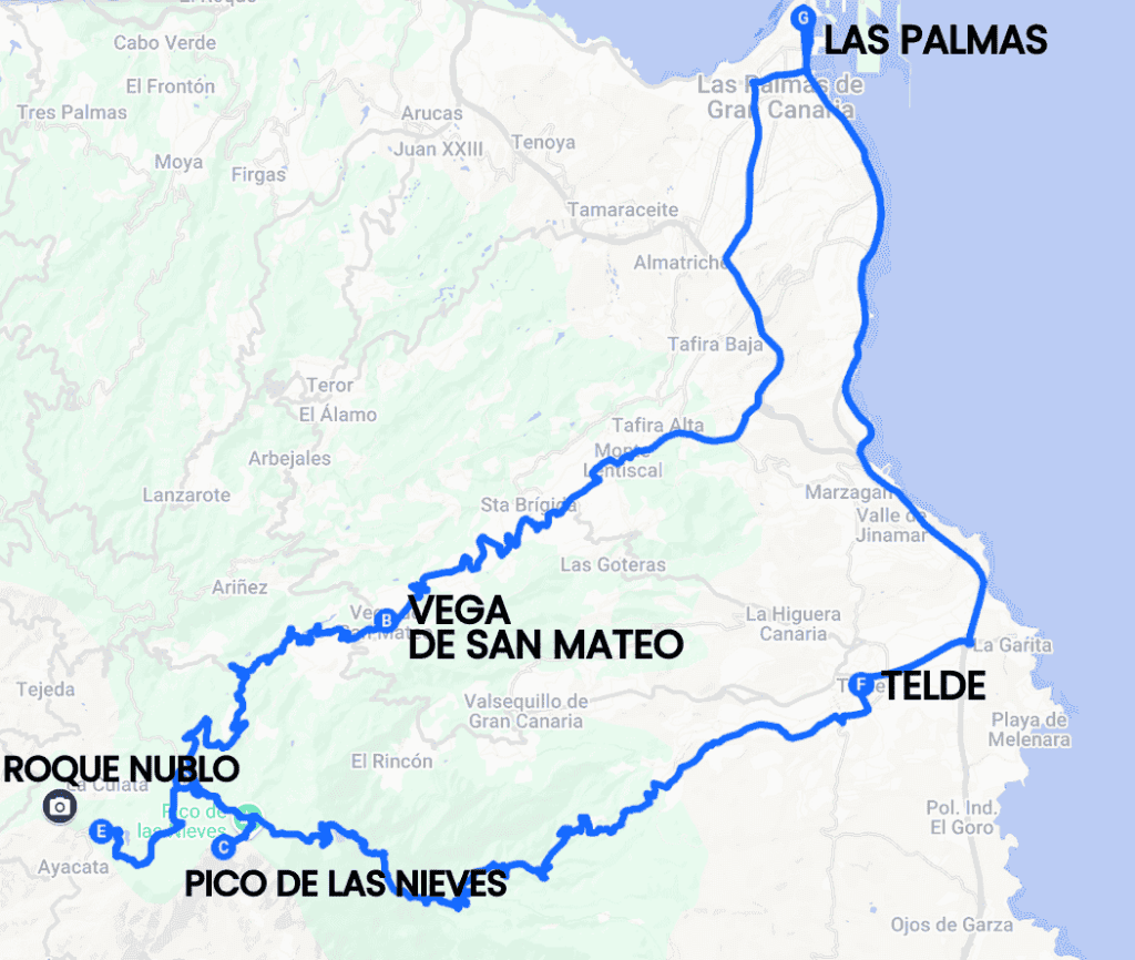 Itinerario on the road a Gran Canaria - Giorno 1: montagne
