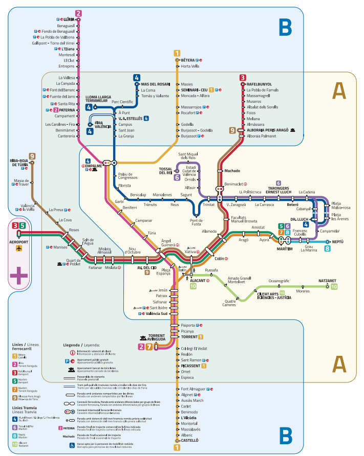 Come muoversi a Valencia: la mappa della metro e delle zone