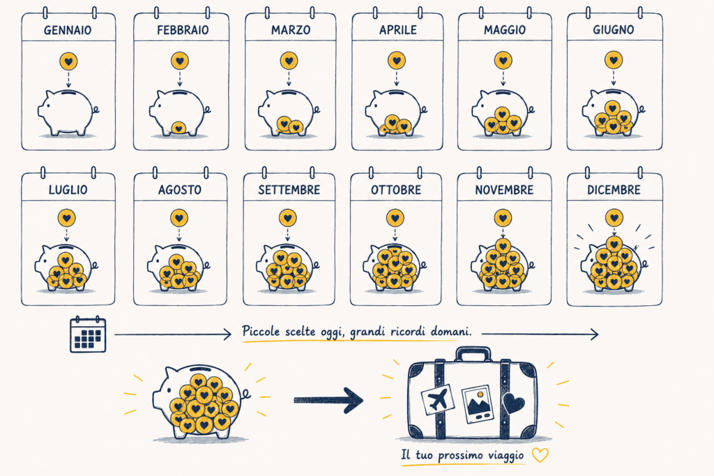 Come risparmiare per viaggiare di più: l'accumulo mese dopo mese